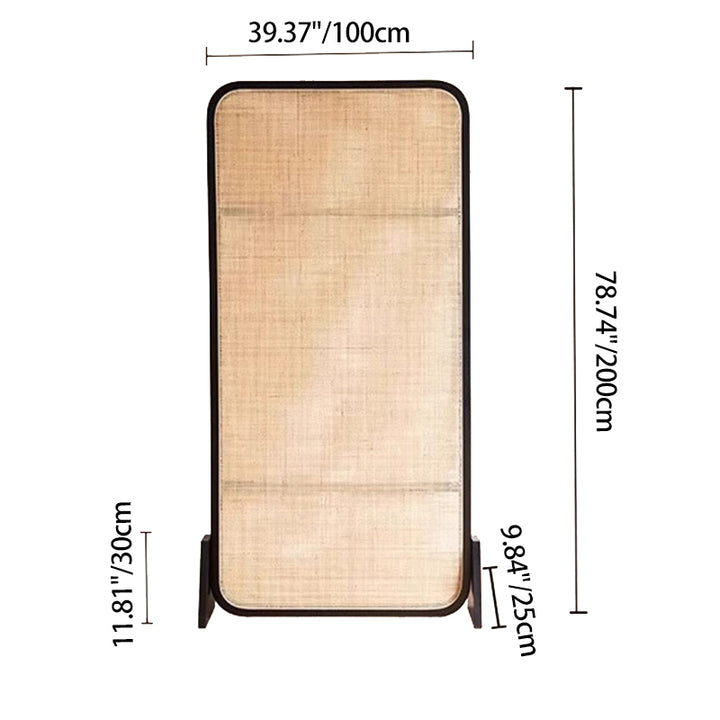 Traditional Japanese Rectangular Ash Wood Rattan Room Divider For Living Room