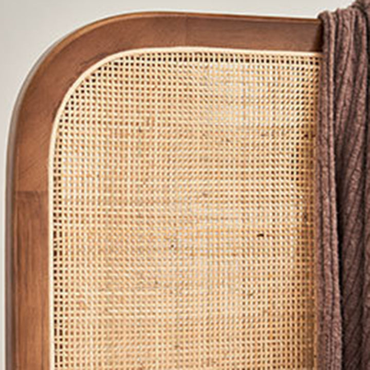 Traditional Japanese Rectangular Ash Wood Rattan Room Divider For Living Room