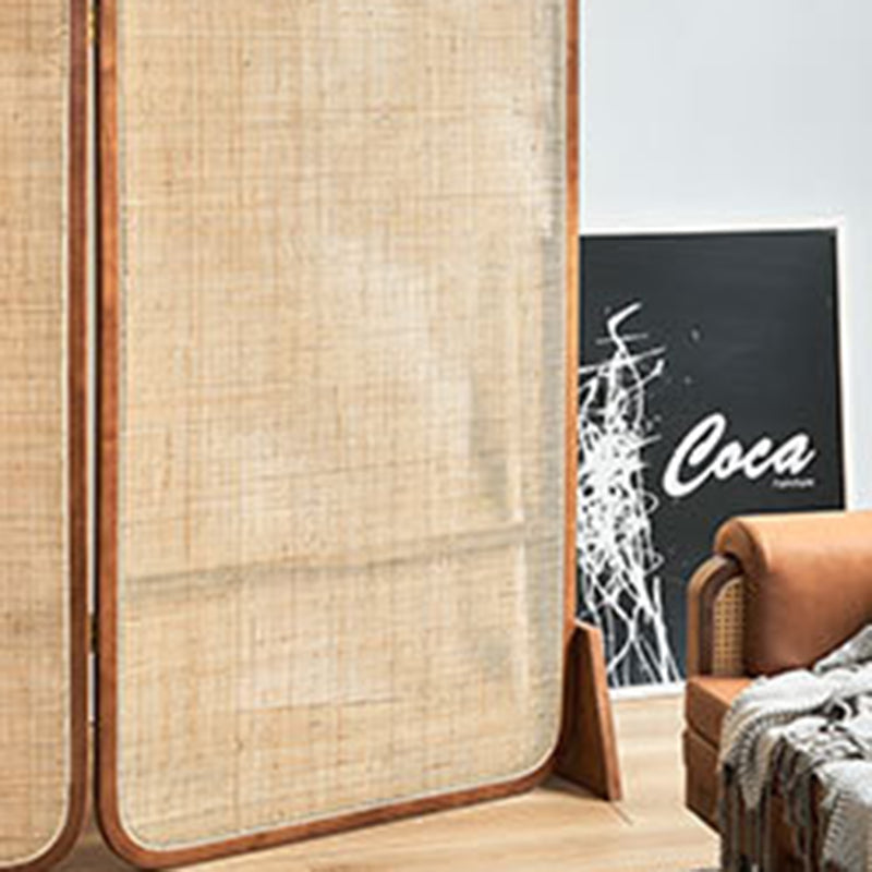 Traditional Japanese Rectangular Ash Wood Rattan Room Divider For Living Room