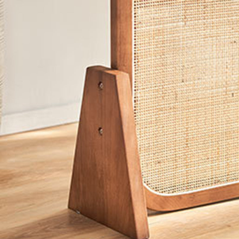 Traditional Japanese Rectangular Ash Wood Rattan Room Divider For Living Room