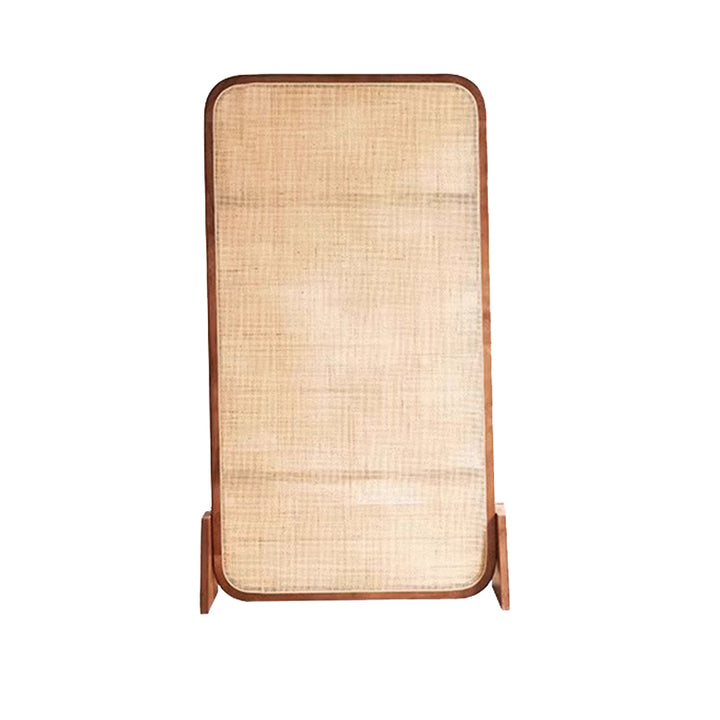 Traditional Japanese Rectangular Ash Wood Rattan Room Divider For Living Room