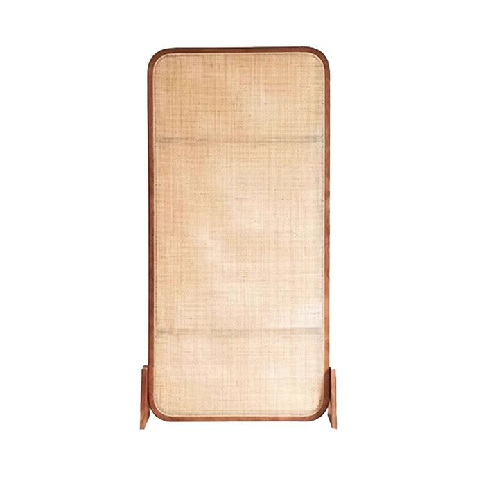 Traditional Japanese Rectangular Ash Wood Rattan Room Divider For Living Room