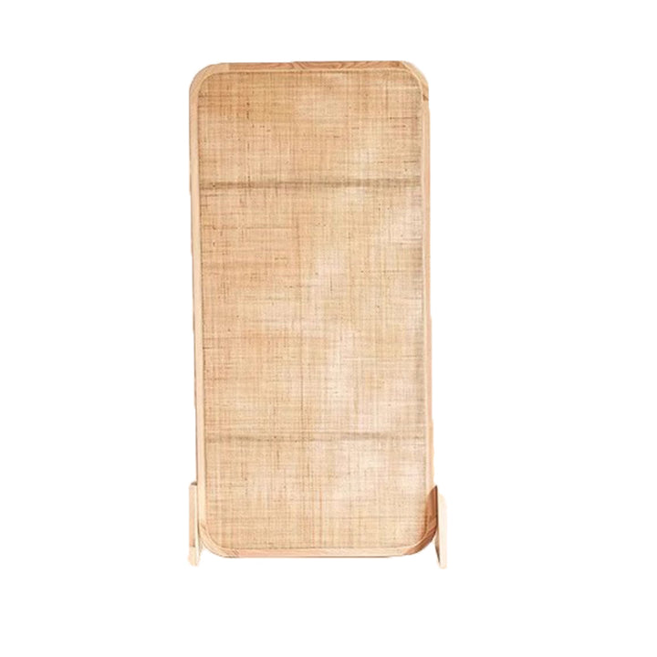 Traditional Japanese Rectangular Ash Wood Rattan Room Divider For Living Room