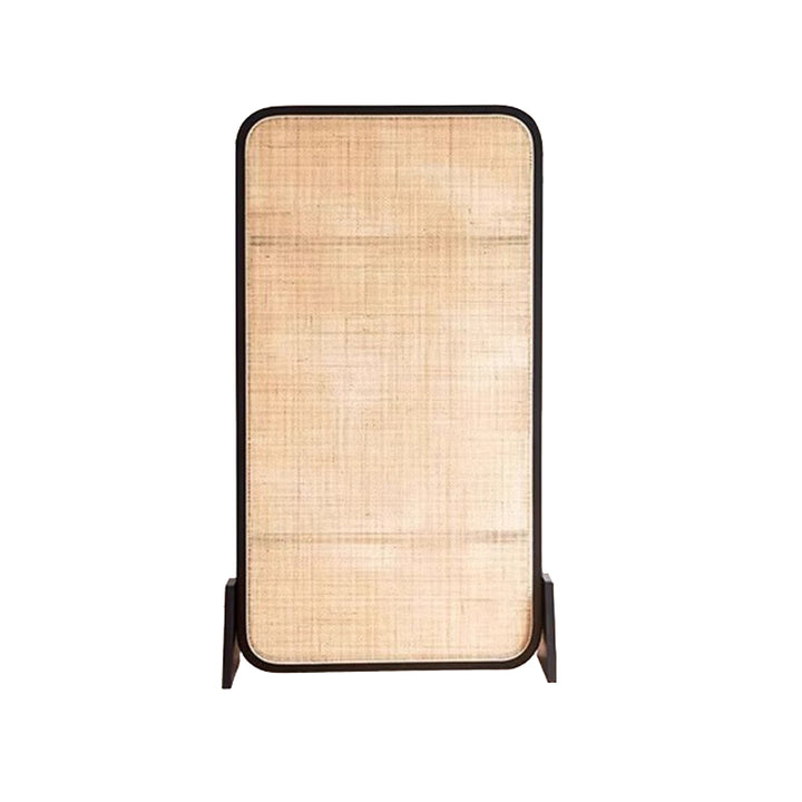 Traditional Japanese Rectangular Ash Wood Rattan Room Divider For Living Room