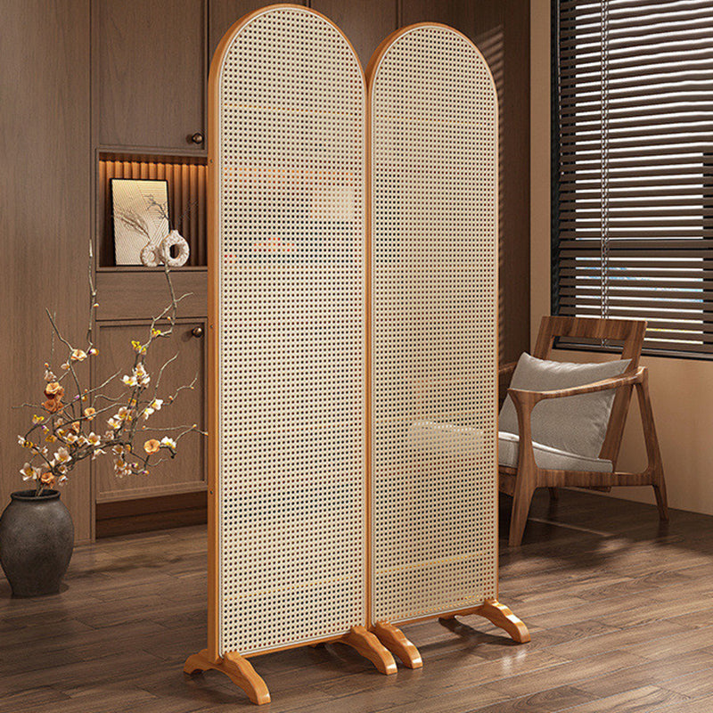 Traditional Chinese Arch Top Bamboo Rattan Folding Room Divider 1/2/3/4-Panel For Living Room