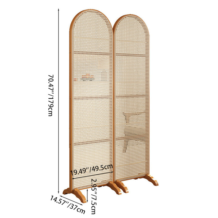 Traditional Chinese Arch Top Bamboo Rattan Folding Room Divider 1/2/3/4-Panel For Living Room