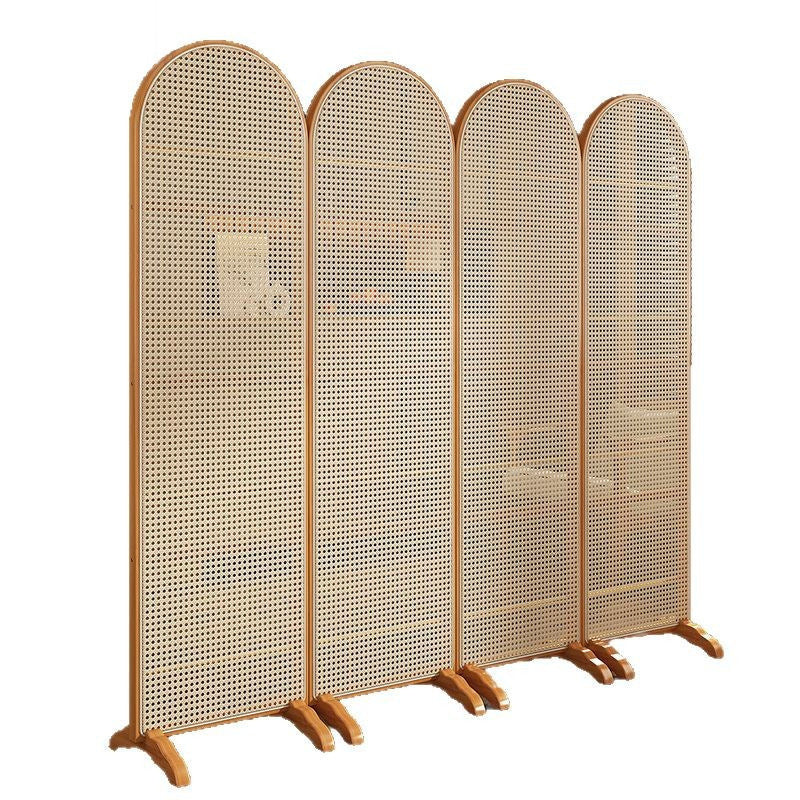 Traditional Chinese Arch Top Bamboo Rattan Folding Room Divider 1/2/3/4-Panel For Living Room