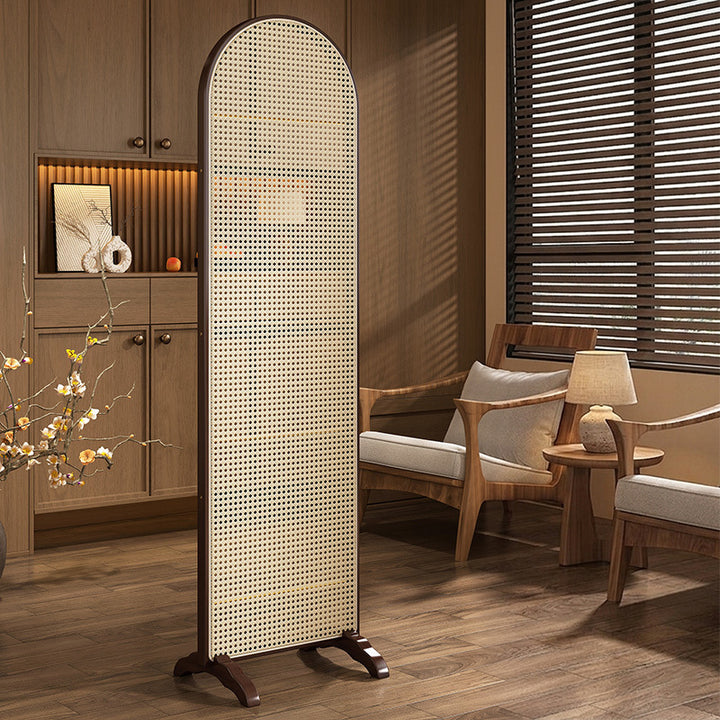 Traditional Chinese Arch Top Bamboo Rattan Folding Room Divider 1/2/3/4-Panel For Living Room