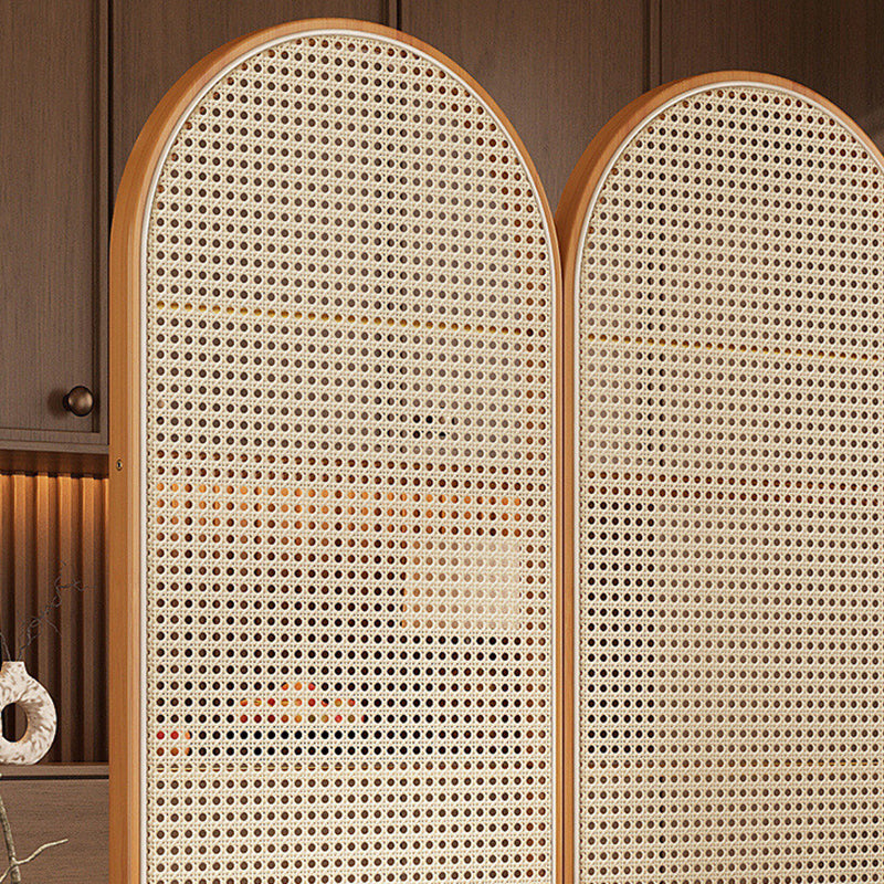 Traditional Chinese Arch Top Bamboo Rattan Folding Room Divider 1/2/3/4-Panel For Living Room