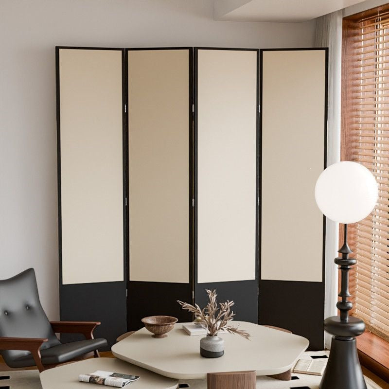 Traditional Vintage Flower Rectangular Fabric Cedar Plywood Folding Room Divider 4-Panel For Living Room