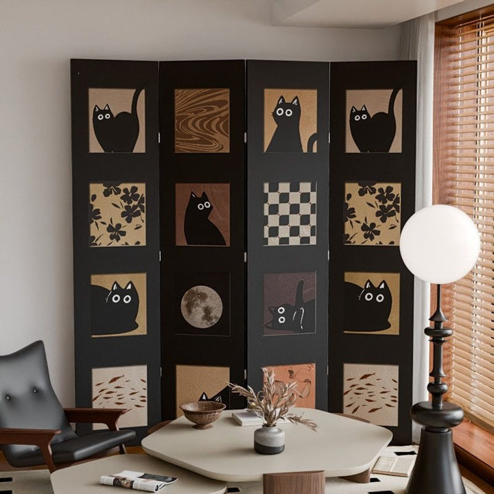 Traditional Vintage Flower Rectangular Fabric Cedar Plywood Folding Room Divider 4-Panel For Living Room