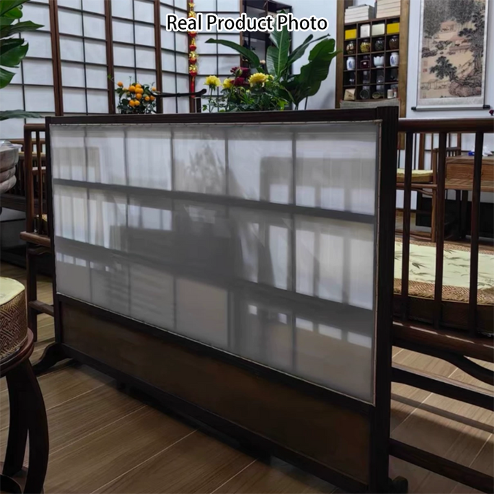 Traditional Japanese Rectangular Pine Wood Nonwoven Fabric Folding Room Divider For Living Room