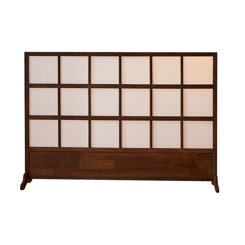 Traditional Japanese Rectangular Pine Wood Nonwoven Fabric Folding Room Divider For Living Room
