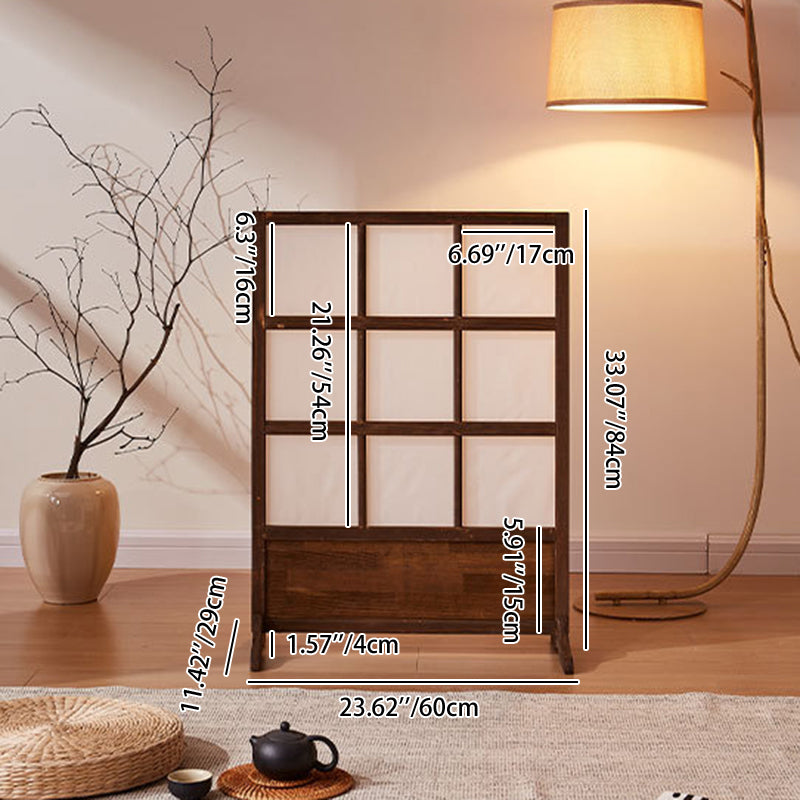Traditional Japanese Rectangular Pine Wood Nonwoven Fabric Folding Room Divider For Living Room