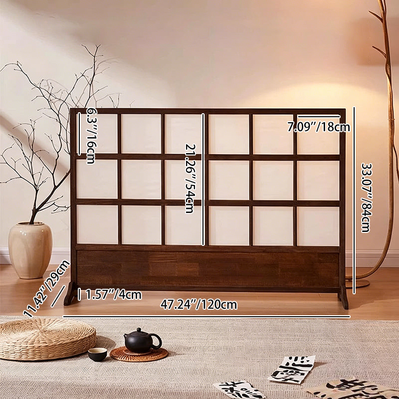 Traditional Japanese Rectangular Pine Wood Nonwoven Fabric Folding Room Divider For Living Room