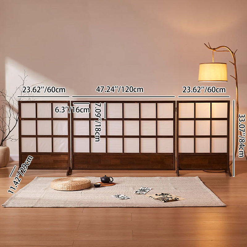 Traditional Japanese Rectangular Pine Wood Nonwoven Fabric Folding Room Divider For Living Room