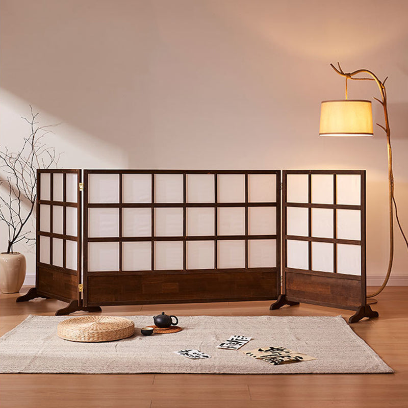 Traditional Japanese Rectangular Pine Wood Nonwoven Fabric Folding Room Divider For Living Room