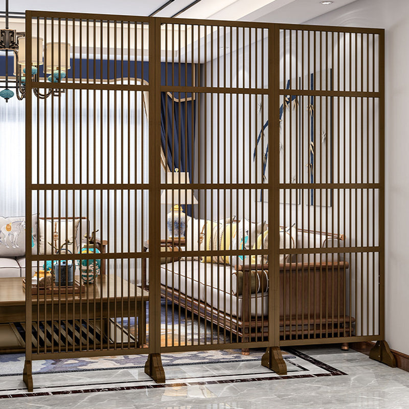 Traditional Chinese Rectangular Bamboo 2-Tier Storage Shelf Room Divider For Living Room