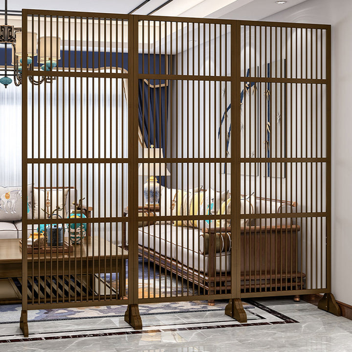 Traditional Chinese Rectangular Bamboo 2-Tier Storage Shelf Room Divider For Living Room