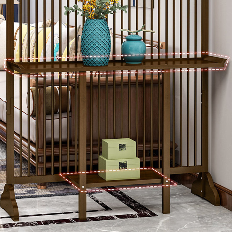 Traditional Chinese Rectangular Bamboo 2-Tier Storage Shelf Room Divider For Living Room