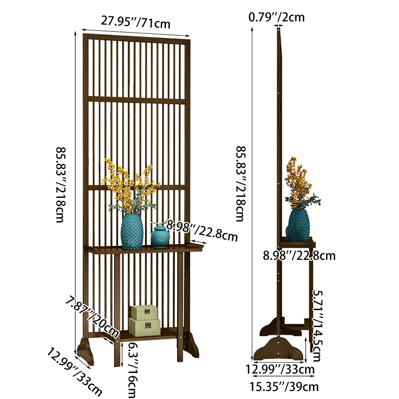 Traditional Chinese Rectangular Bamboo 2-Tier Storage Shelf Room Divider For Living Room