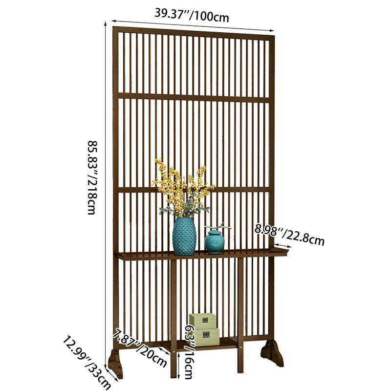 Traditional Chinese Rectangular Bamboo 2-Tier Storage Shelf Room Divider For Living Room