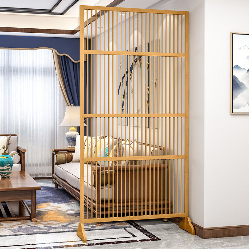 Traditional Chinese Rectangular Bamboo 2-Tier Storage Shelf Room Divider For Living Room
