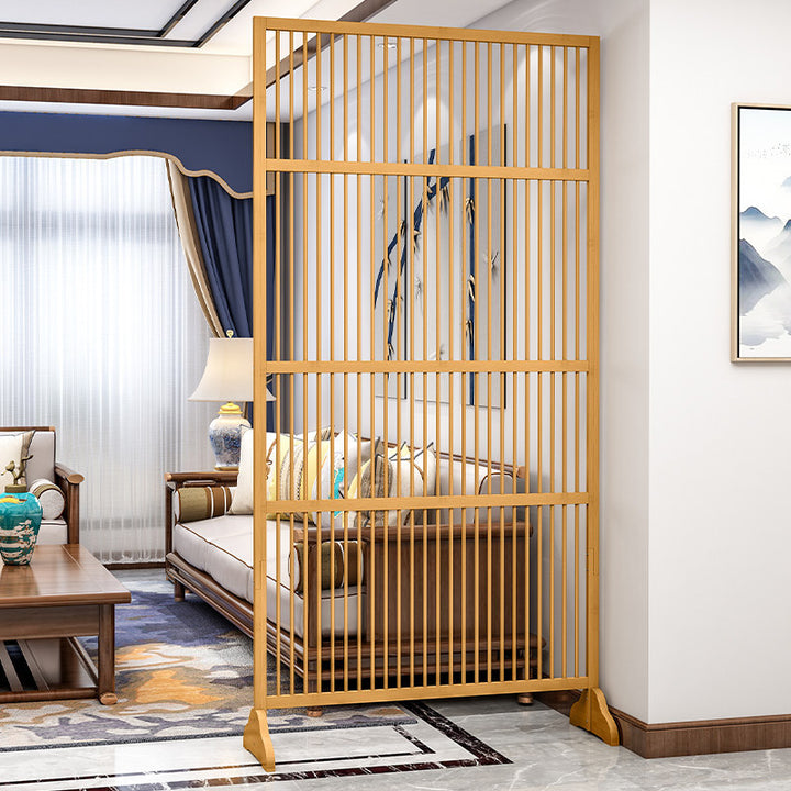 Traditional Chinese Rectangular Bamboo 2-Tier Storage Shelf Room Divider For Living Room