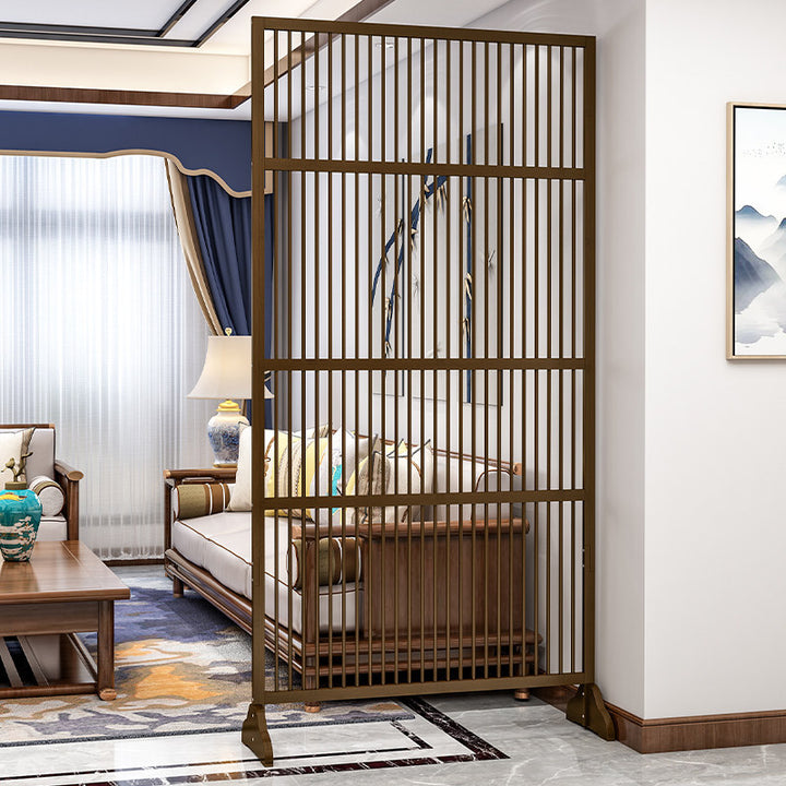 Traditional Chinese Rectangular Bamboo 2-Tier Storage Shelf Room Divider For Living Room