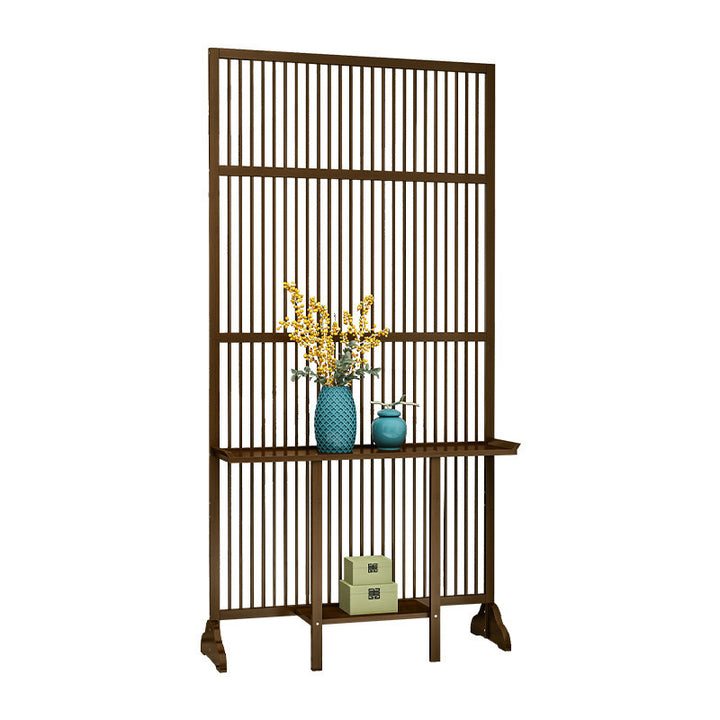 Traditional Chinese Rectangular Bamboo 2-Tier Storage Shelf Room Divider For Living Room