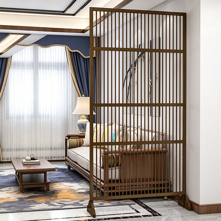 Traditional Chinese Rectangular Bamboo 2-Tier Storage Shelf Room Divider For Living Room