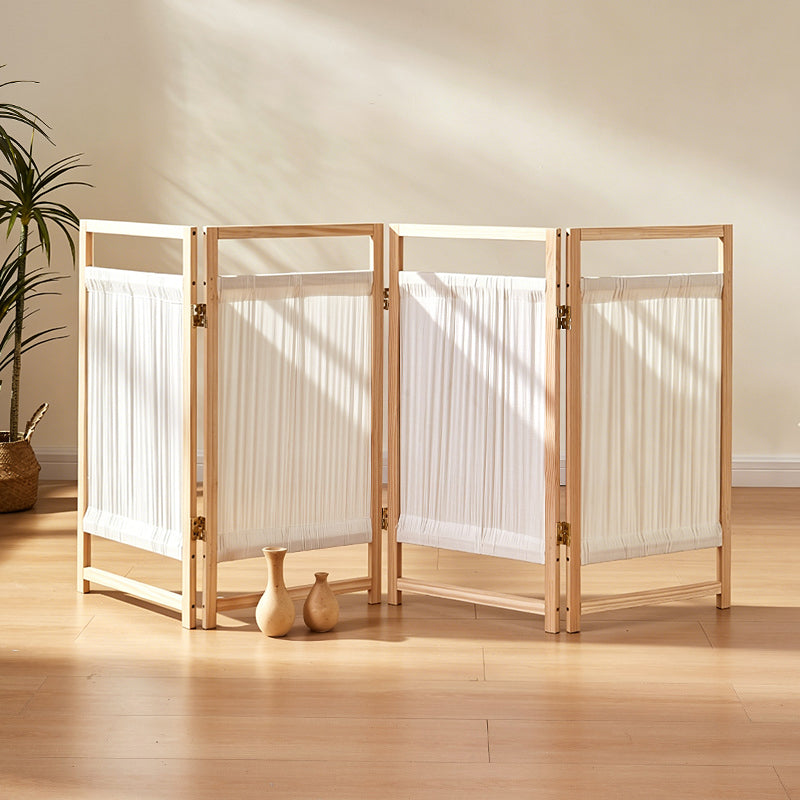 Traditional Japanese Rectangular Pine Wood Nonwoven Fabric Kids Folding Room Divider For Living Room Bedroom