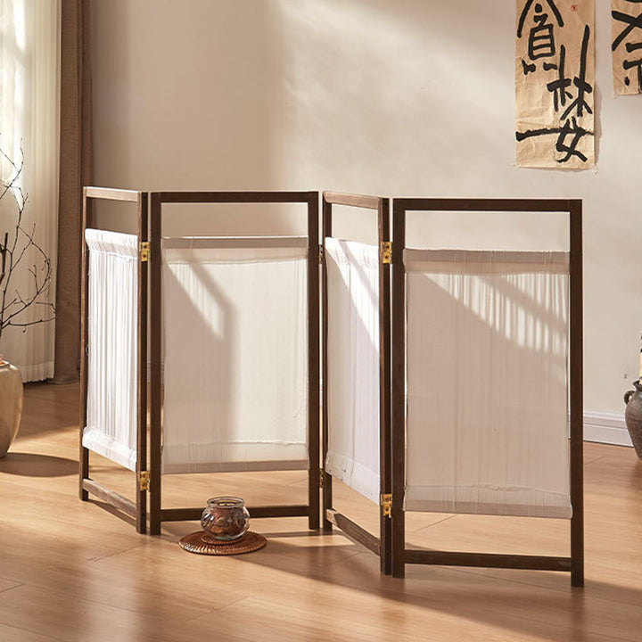 Traditional Japanese Rectangular Pine Wood Nonwoven Fabric Kids Folding Room Divider For Living Room Bedroom