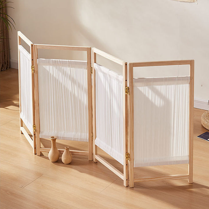 Traditional Japanese Rectangular Pine Wood Nonwoven Fabric Kids Folding Room Divider For Living Room Bedroom