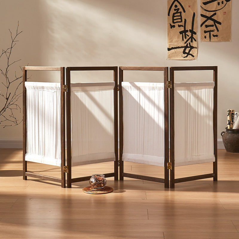 Traditional Japanese Rectangular Pine Wood Nonwoven Fabric Kids Folding Room Divider For Living Room Bedroom