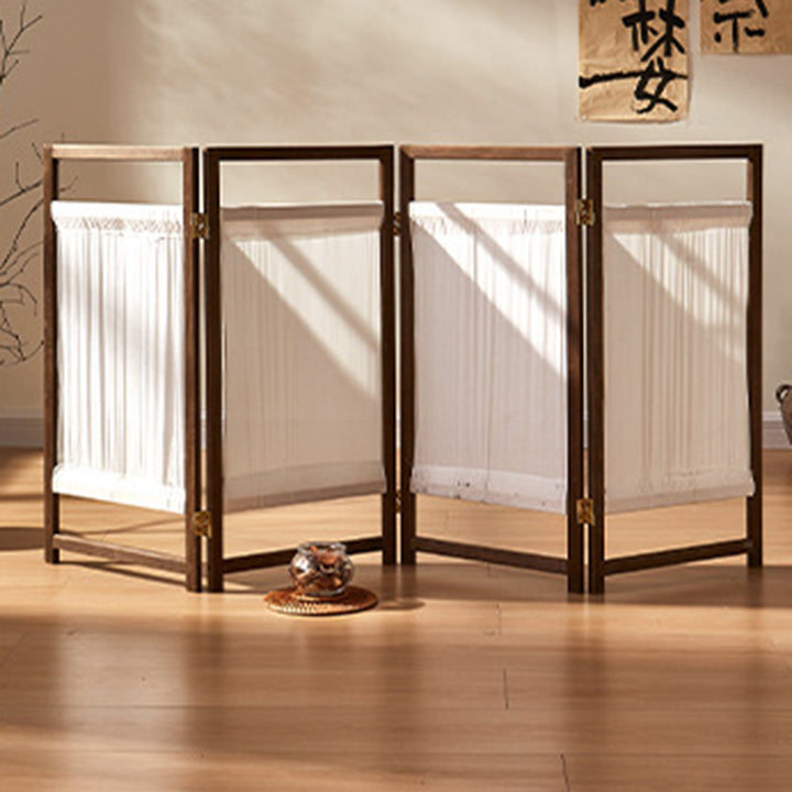 Traditional Japanese Rectangular Pine Wood Nonwoven Fabric Kids Folding Room Divider For Living Room Bedroom