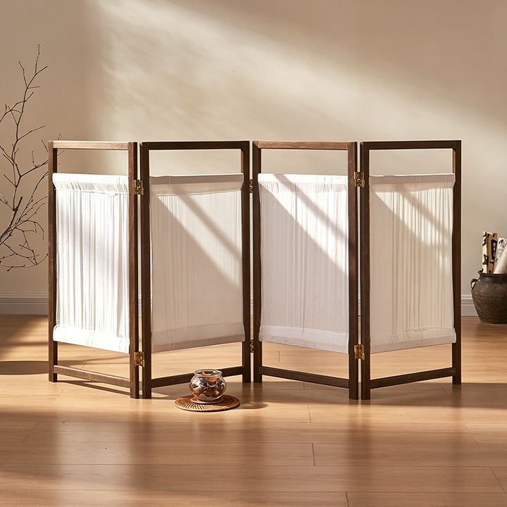 Traditional Japanese Rectangular Pine Wood Nonwoven Fabric Kids Folding Room Divider For Living Room Bedroom
