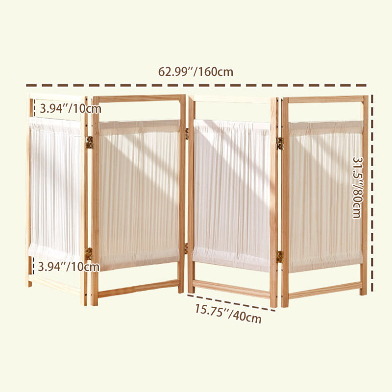 Traditional Japanese Rectangular Pine Wood Nonwoven Fabric Kids Folding Room Divider For Living Room Bedroom
