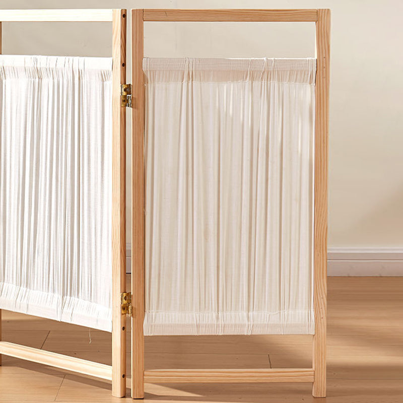 Traditional Japanese Rectangular Pine Wood Nonwoven Fabric Kids Folding Room Divider For Living Room Bedroom