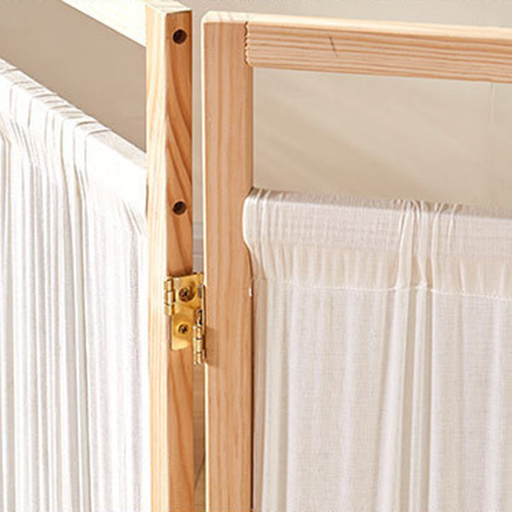 Traditional Japanese Rectangular Pine Wood Nonwoven Fabric Kids Folding Room Divider For Living Room Bedroom