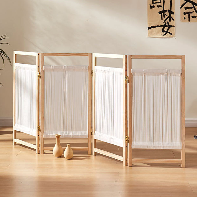 Traditional Japanese Rectangular Pine Wood Nonwoven Fabric Kids Folding Room Divider For Living Room Bedroom