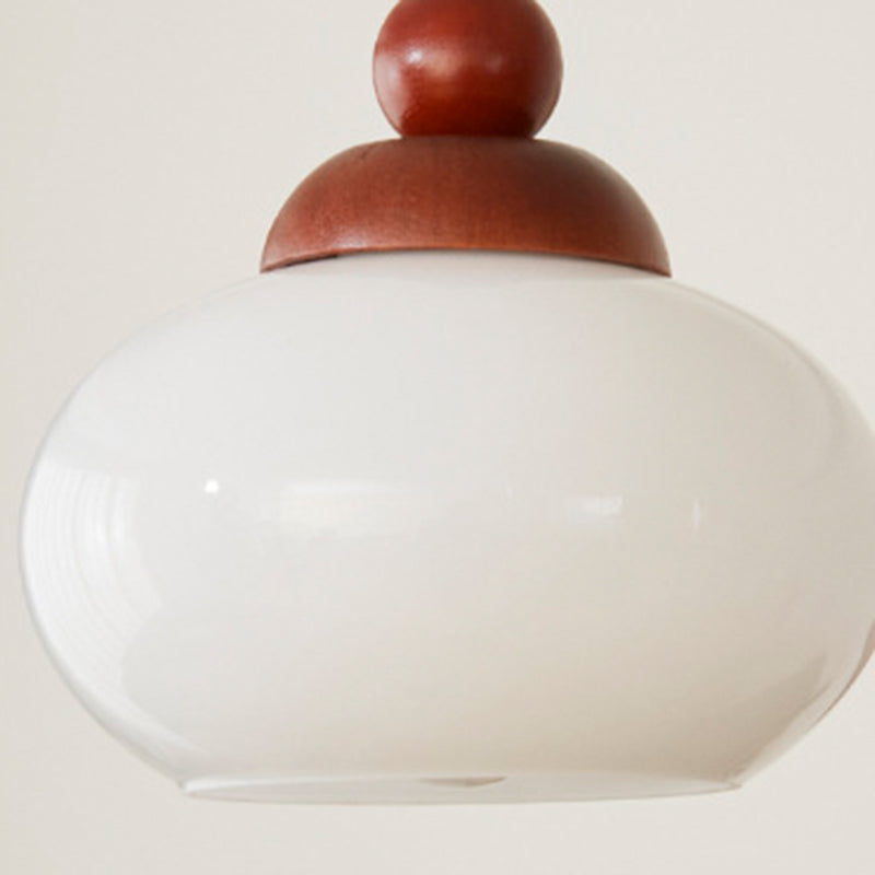 Contemporary Retro Walnut Wood Plywood Iron Crystal Acrylic Glass Ball Pear-Shaped 1-Light Semi-Flush Mount Ceiling Light For Entryway &amp; Hallway