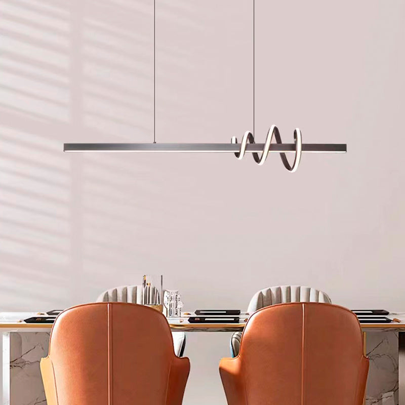 Modern Luxury Aluminum Iron Silicone Curved Surround Design LED Pendant Light Island Light For Dining Room