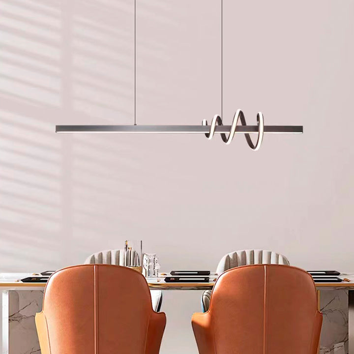 Modern Luxury Aluminum Iron Silicone Curved Surround Design LED Pendant Light Island Light For Dining Room