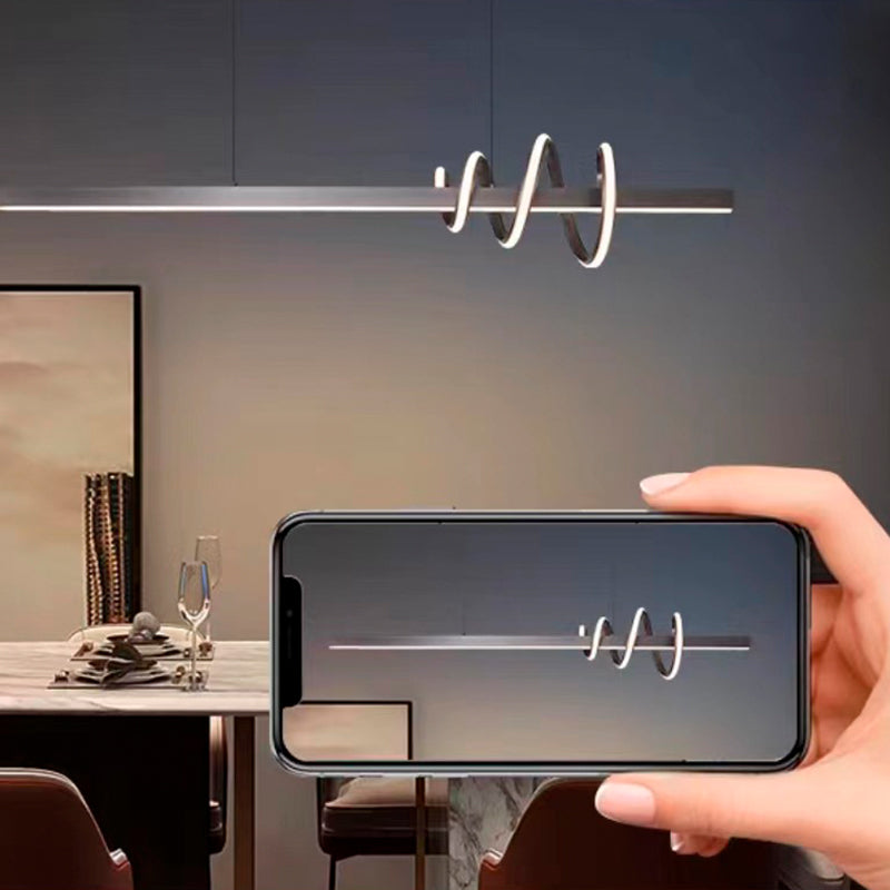 Modern Luxury Aluminum Iron Silicone Curved Surround Design LED Pendant Light Island Light For Dining Room