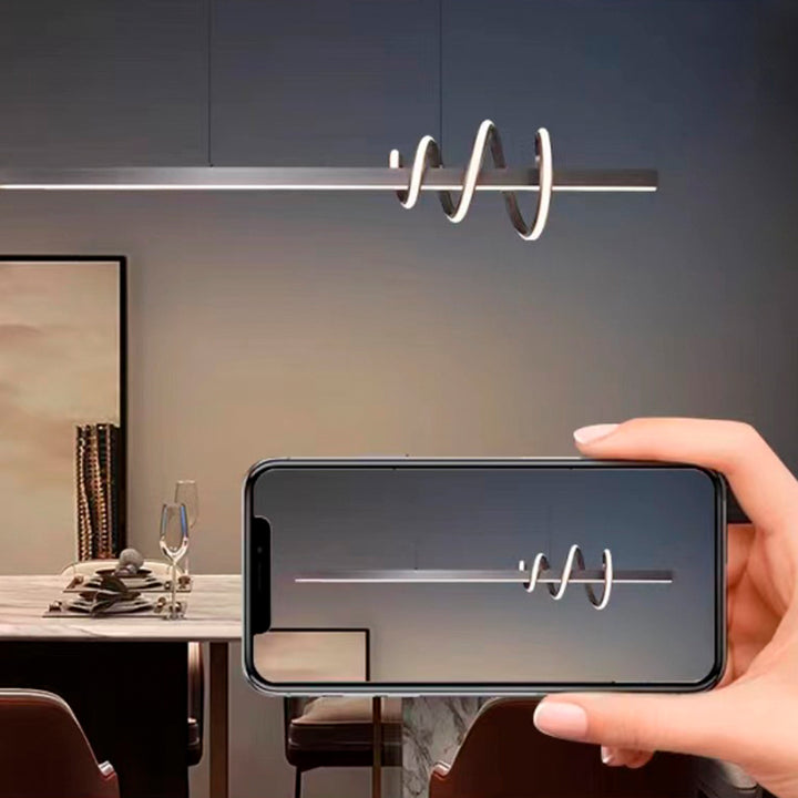 Modern Luxury Aluminum Iron Silicone Curved Surround Design LED Pendant Light Island Light For Dining Room