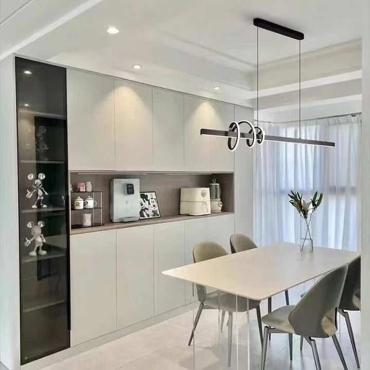 Modern Luxury Aluminum Iron Silicone Curved Surround Design LED Pendant Light Island Light For Dining Room