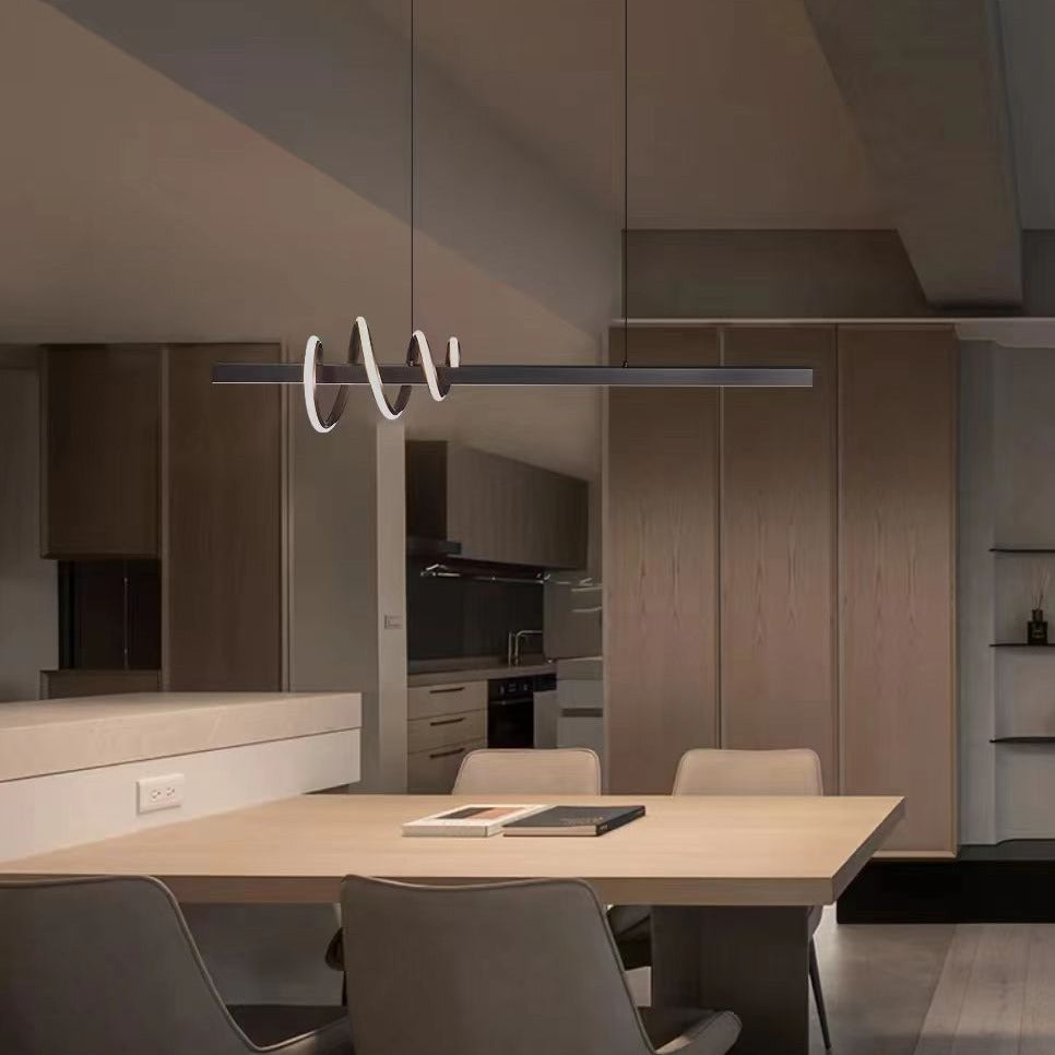 Modern Luxury Aluminum Iron Silicone Curved Surround Design LED Pendant Light Island Light For Dining Room