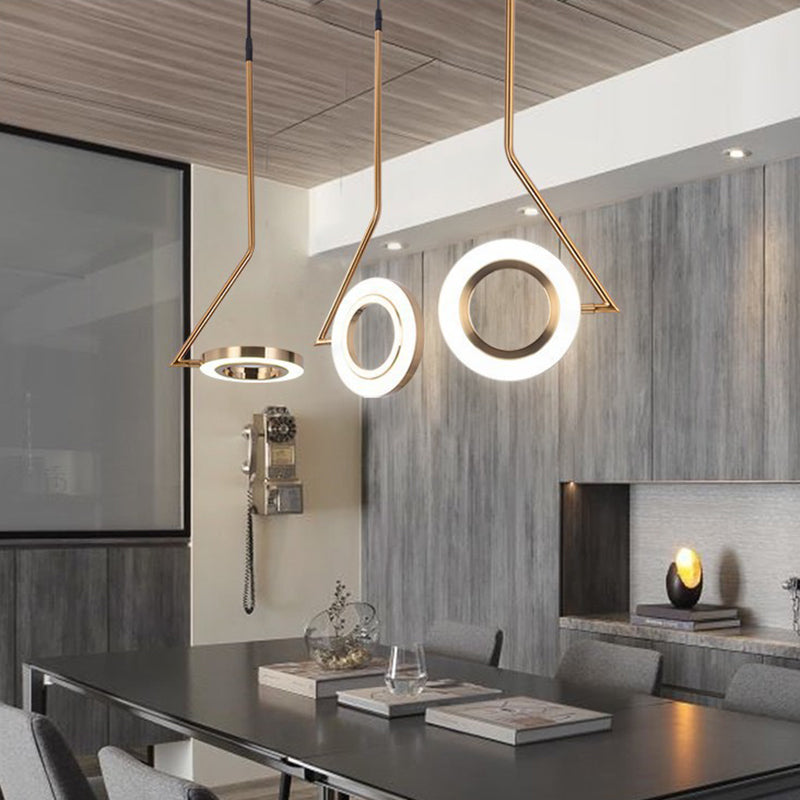 Modern Minimalist Aluminum Iron Acrylic Round LED Pendant Light For Dining Room