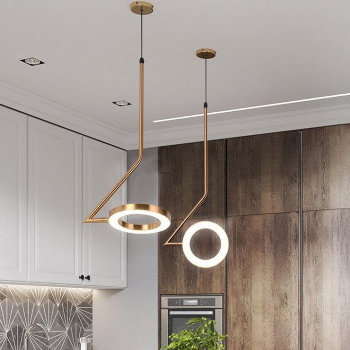 Modern Minimalist Aluminum Iron Acrylic Round LED Pendant Light For Dining Room